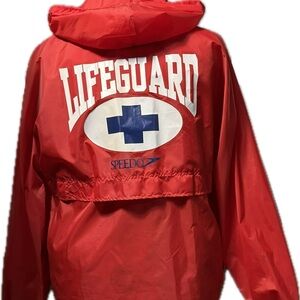 Vintage Speedo Lifeguard Jacket | 90s Red Windbreaker | Baywatch Core | Size M
